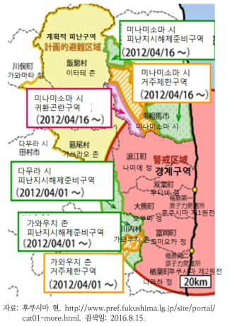 피난구역의 구분(2012.4.1. 현재)