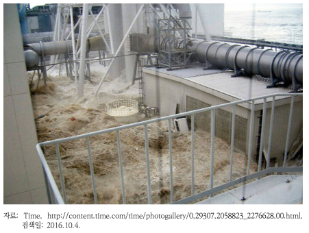 쓰나미로 침수된 발전소의 모습