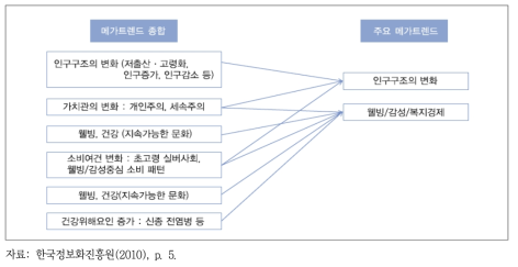 한국정보화진흥원의 메가트렌드 도출(예시)