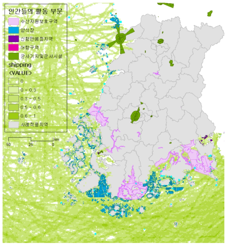 전라남북도 지역의 인간의 활동 부문 입지항목별 공간자료 분포