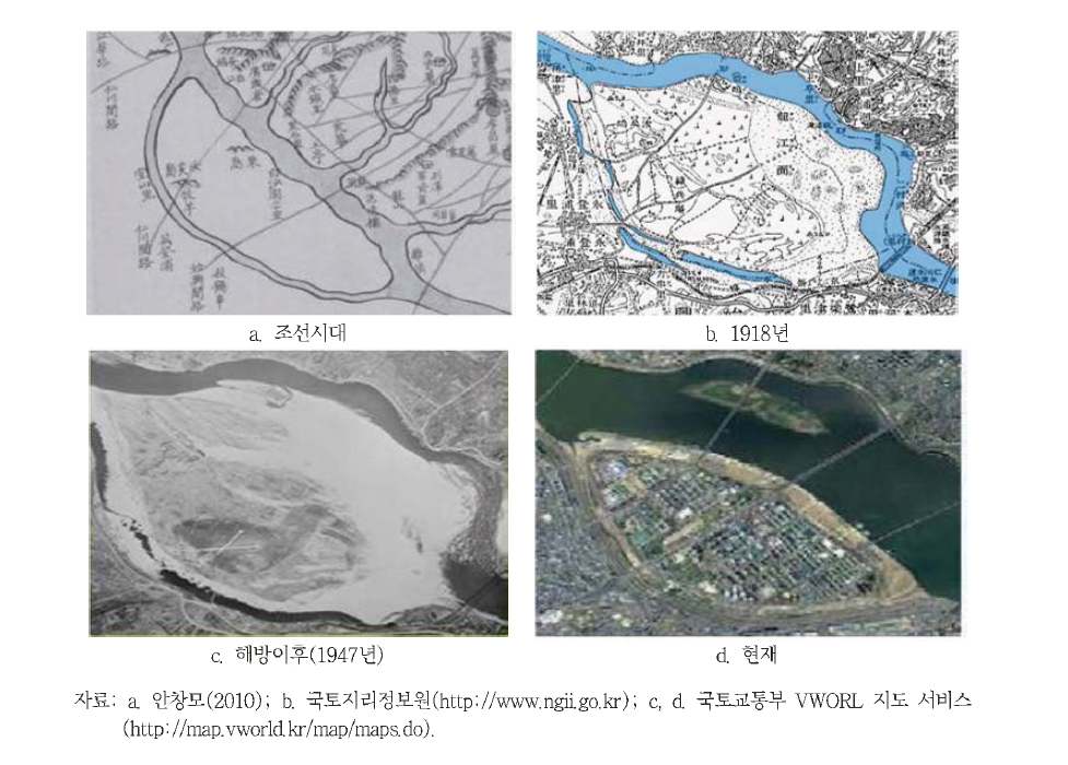 여의도 지형적 변화상