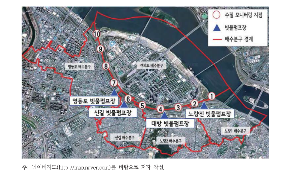 샛강 하천 수질모니터링 지점