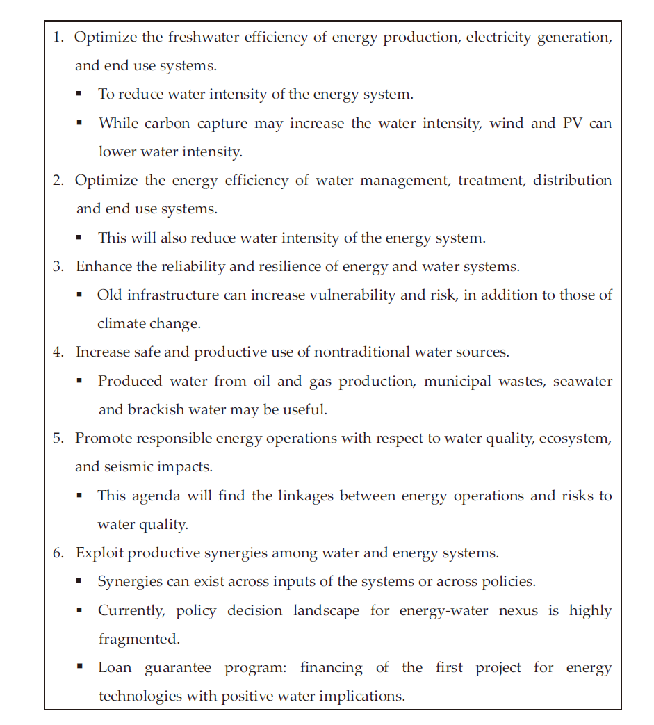 Six Areas of Focus by the Department of Energy