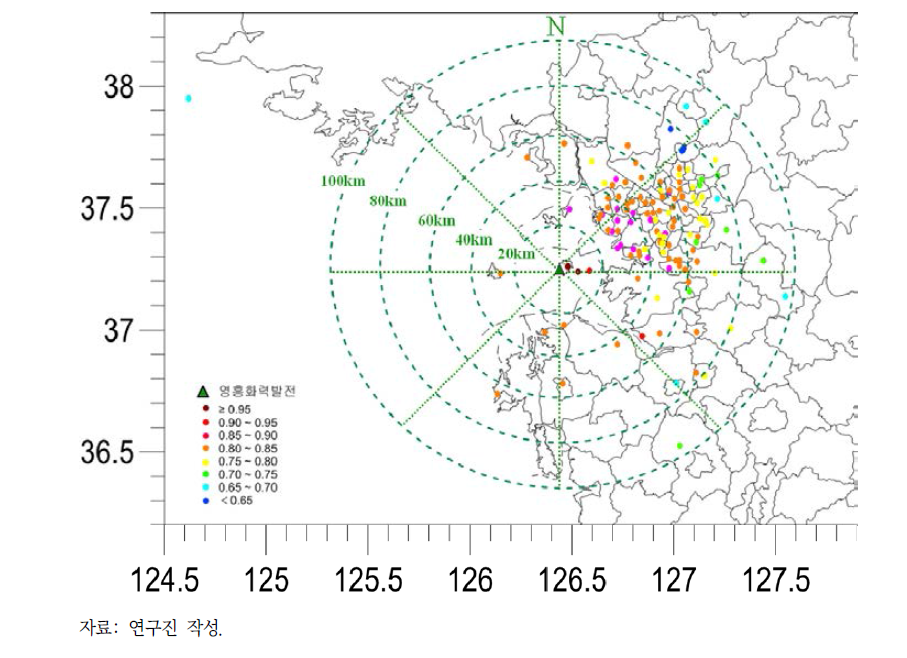 영흥도와 주변 지역과의 PM10 농도 상관성 분석