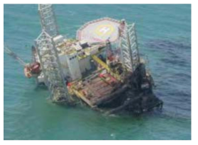 Foreign example. destruction of offshore structure.