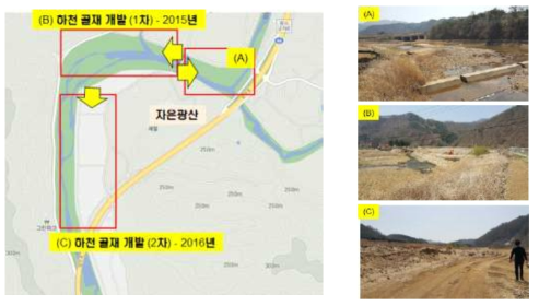 홍천군 두촌면 800번지 일대 사광상 골재 개발 현장