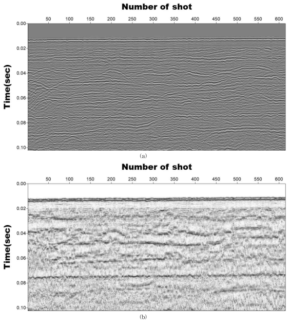 A result of applied reflection strength (a) before and (b) after.