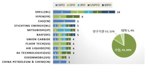 주요출원인의 특허출원 포트폴리오 및 연구주체 현황