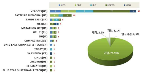 주요출원인의 특허출원 포트폴리오 및 연구주체현황