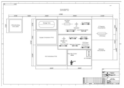 연구시설 구축 계획에 따른 500 bpd급 플랜트 평면도