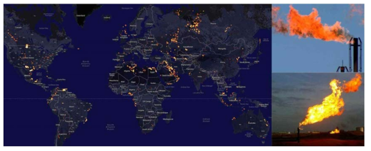 전세계 가스 소각 분포 위성사진