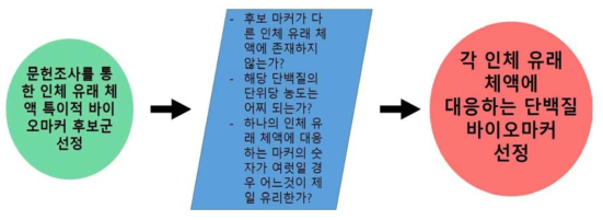 인체 유래 체액 식별용 바이오마커의 선정 흐름도