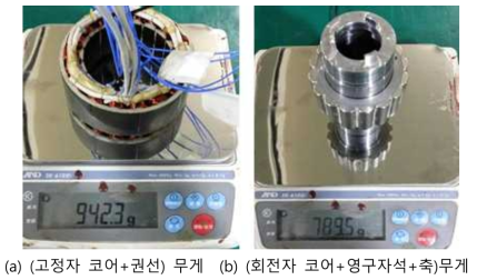 전동기 고정자와 회전자 무게 측정