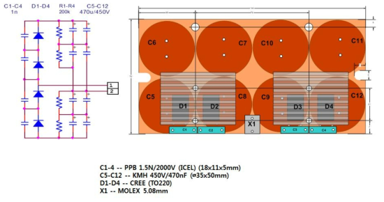 고전압 정류부 회로 및 PCB