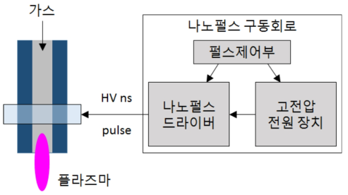 피부물질 전달장치용 플라즈마 장치 및 나노펄스 구동회로 구성도