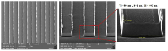 p-type metal oxide nanowire array의 SEM 이미지