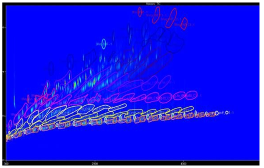 GCxGC-TOF-MS의 Total Ion Chromatogram (TIC) 3D View–Contour plot 과 Classfication