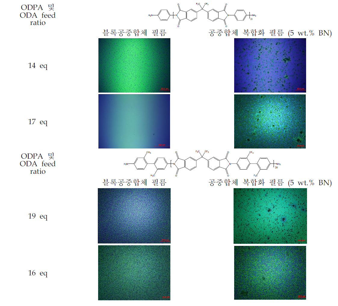 블록공중합체 및 블록공중합체 복합화 필름의 상분리 거동 optical omages