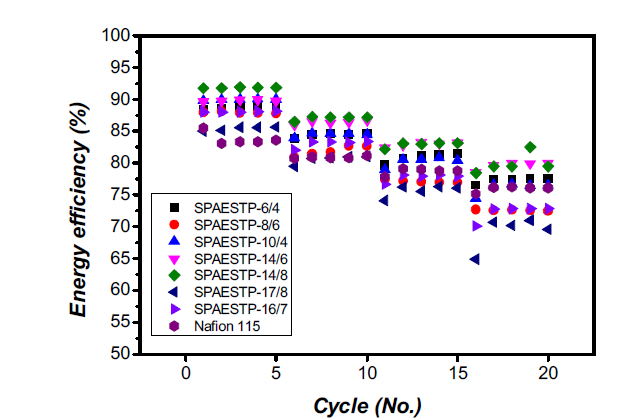 SPAESTP 전해질막의 VRFB 성능 평가 결과