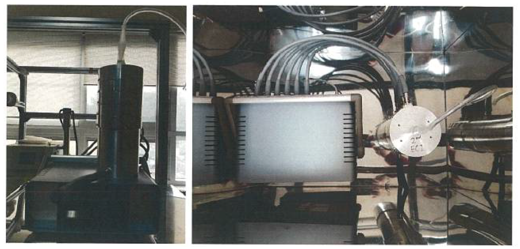 2nd ECI 주요 부속품인 다단 임팩터 및 전류계 (좌)와 설치된 모습(우)