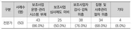 보조사업 부정수급의 원인 (전문가)