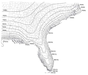 Same as in Fig. 94 but for the Eastern Gulf of Mexico and Southeastern Atlantic U.S. coastline.