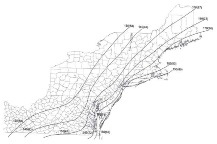 Same as in Fig. 94 but for the Mid- and Northern Atlantic U.S. coastline.