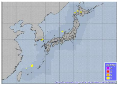 Predicted thunderstorm product by Japan Meteorological Agency