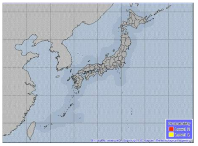 Predicted tornado product by Japan Meteorological Agency