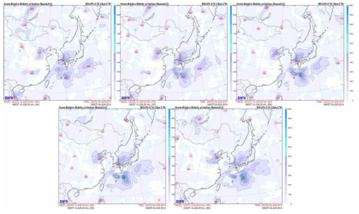 Same as in Fig. 49 but for storm relative helicity analysis.