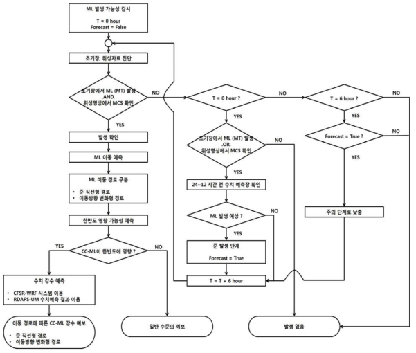 Algorithms for diagnosis of meso-α-scale low and heavy rainfall forecast associated with CC-ML.