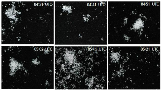 Picture of snowflake on collection plate: 04:30 ~ 05:30 UTC.