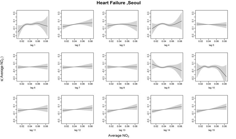 Heart Failure발병과 이산화질소의 Lag1~15