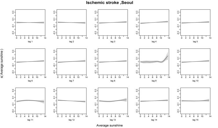 Ischemic stroke발병과 일조량의 Lag1~15