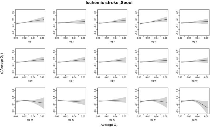 Ischemic stroke발병과 오존의 Lag1~15