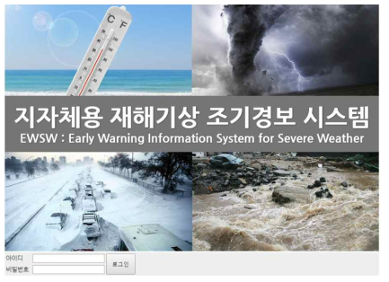 Main login page of EWSW : Early Warning Information System for Severe Weather.