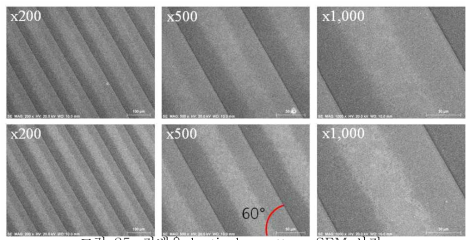 저배율 lenticular pattern SEM 사진.