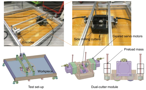 수평형 dual cutting mechanism 2차 시작품 및 가공실험 사진