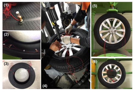 에너지 수확장치 부착 및 타이어 구동 시험 과정