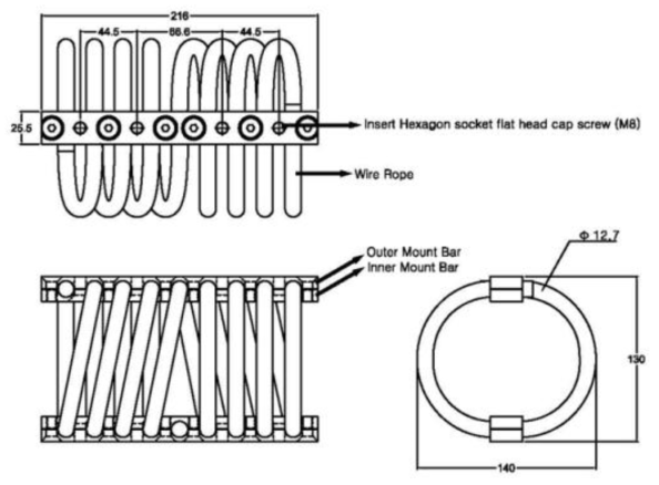 90Kg급 Wire Rope Mount 형상도