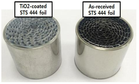 대면적 STS-444 foil을 사용하여 Cold spray법에 의해 제작된 core sample들