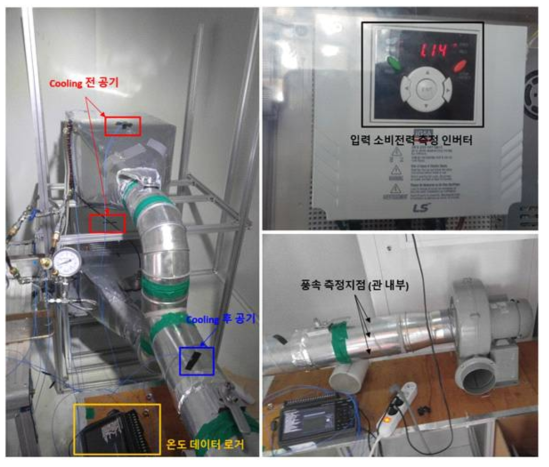 COP 측정을 위한 온도, 풍속 측정지점 및 인버터 사진