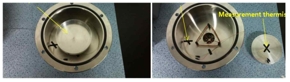 온도측정용 thermistor가 부착된 열량계 내부 구조