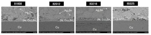 초기 Chip Resistor의 SAC305 무연솔더 접합부 금속간화합물 분석 SEM 사진