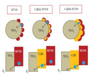 CdS 양자점을 이용한 cosensitized 태양전지의 에너지 다이어그램