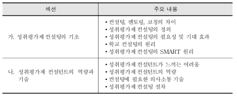 ‘성취평가제 컨설팅의 이해’ 편의 주요 내용