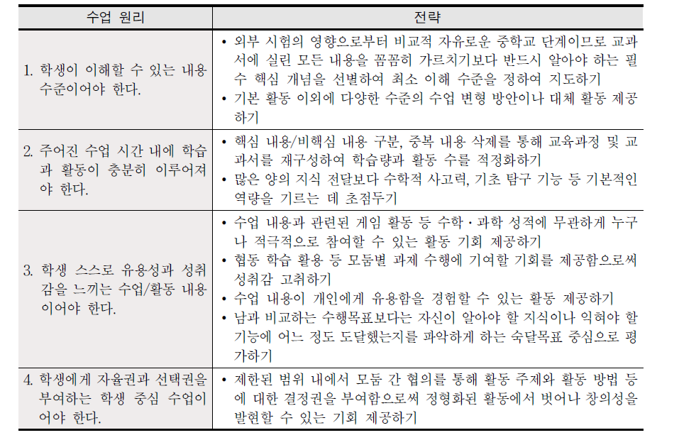 수학․과학 정의적 특성 함양을 위한 수업 원리 및 전략