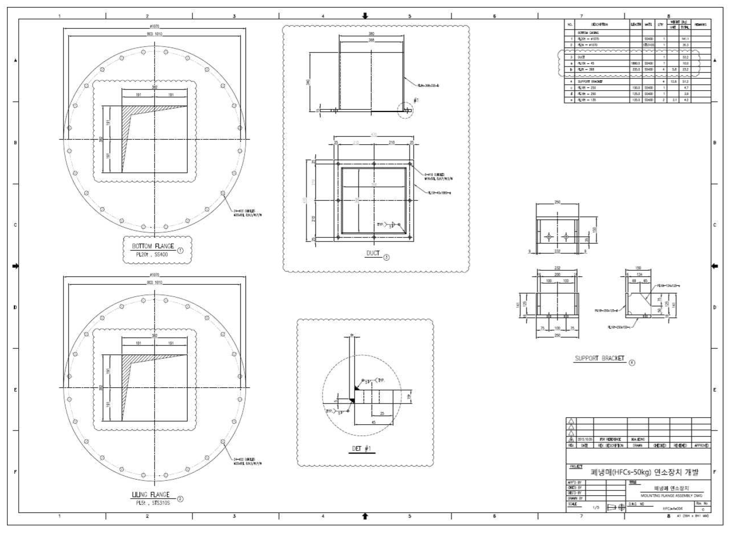 HFCs 전용 연소기 보조버너 Mounting Flange Detail Drawing