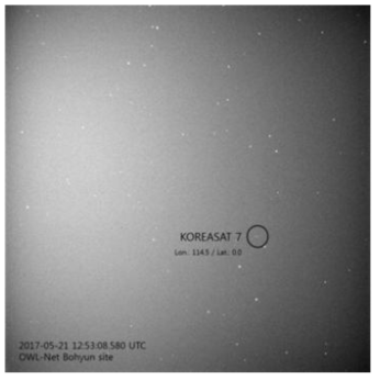 KOREASAT-7 관측일시: 2017년 5월 21일 12:53:08.580, 관측장소: 보현 사이트
