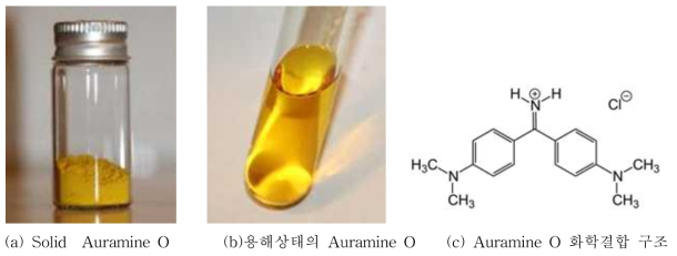 결핵균 염색에 사용되는 염료(Auramine O)와 염료의 화학결합 구조